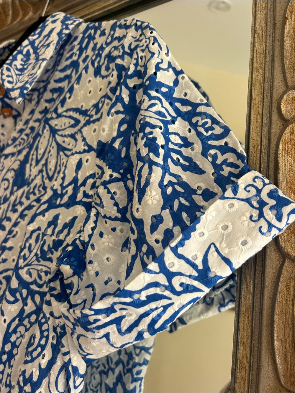 Zara Blue and White Paisley Midi Shirt Dress - Picture 3 of 6